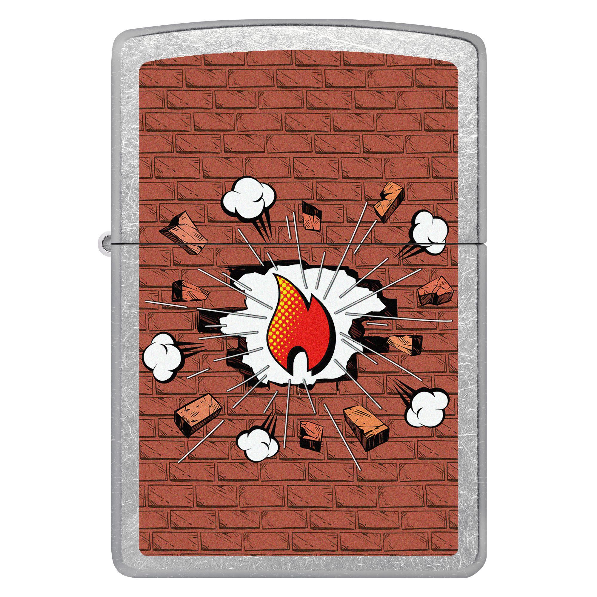 Front shot of Brick Comic Design Windproof Lighter.